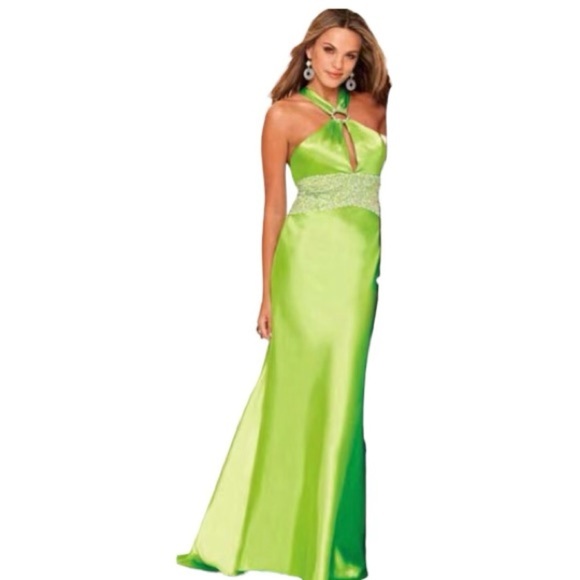 Mori Lee by Madeleine Gardner  keyhole neck formal dress size 8 green - Picture 1 of 13
